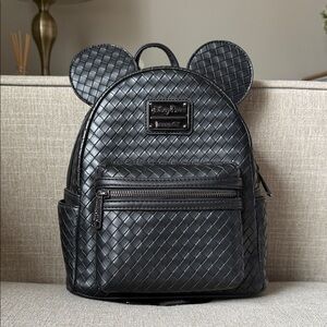 Black Woven Backpack with Ears